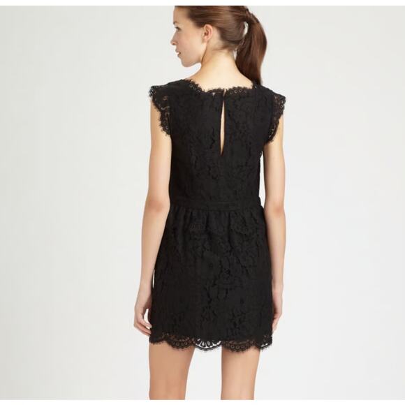 Joie Black Lace Mini Dress Cap Sleeve Coctail Party Size large / 10 - Picture 4 of 13